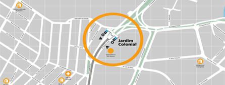Mapa dos arredores da Estação Jardim Colonial