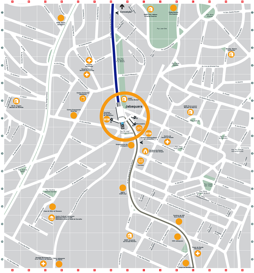 Mapa dos arredores da Estação Jabaquara