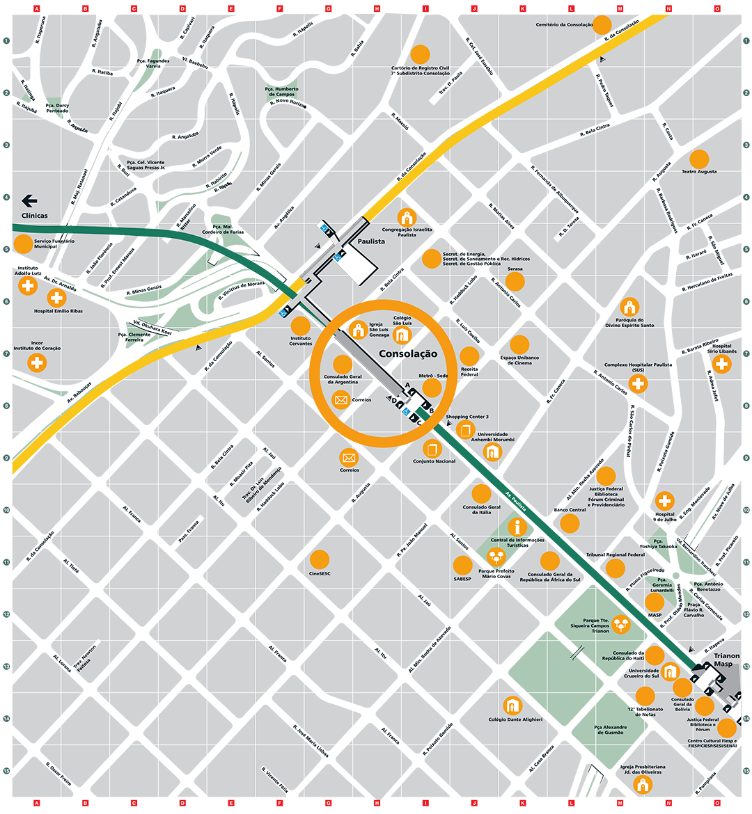 Mapa dos arredores da Estação Consolação