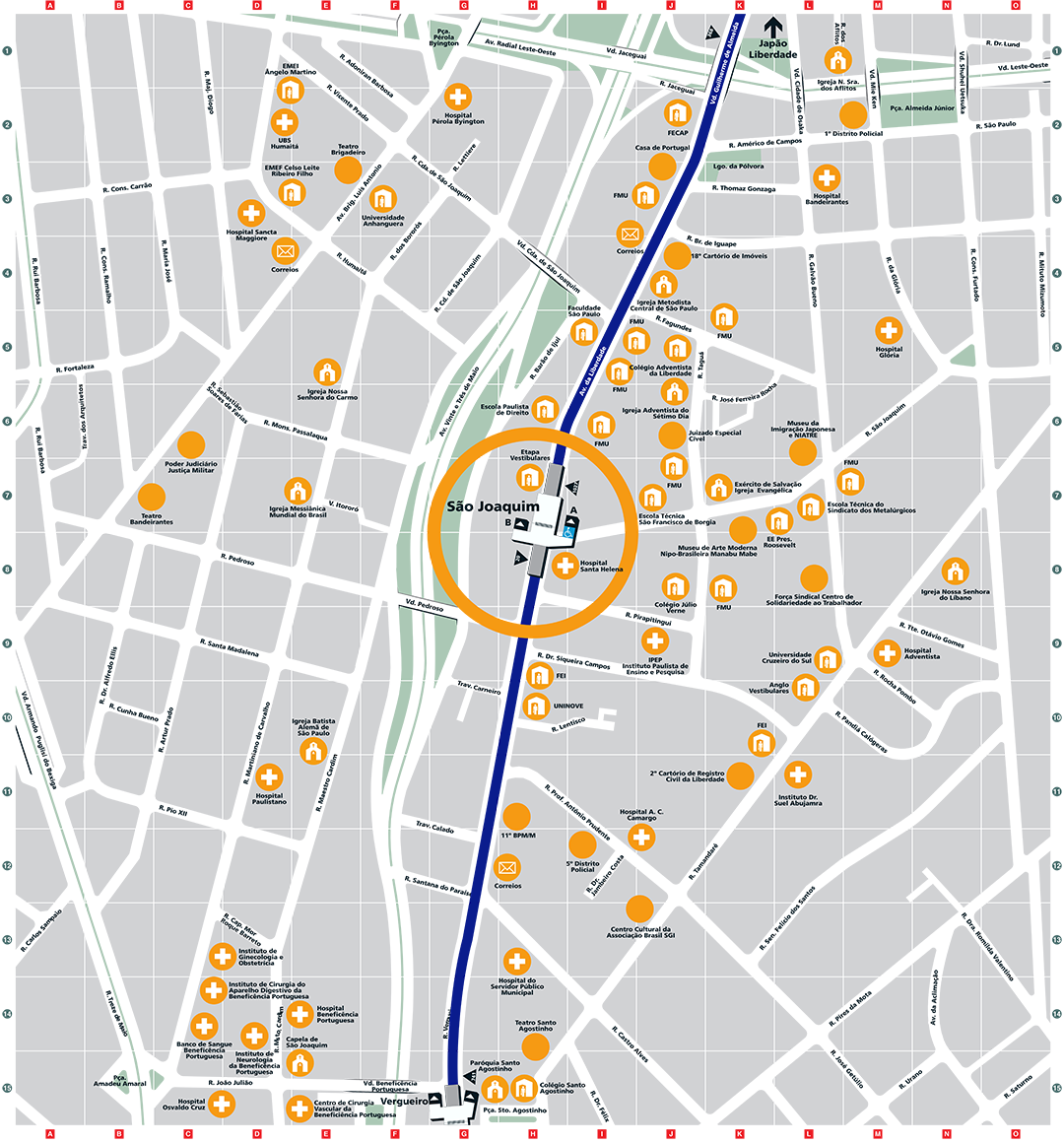 Mapa dos arredores da Estação São Joaquim