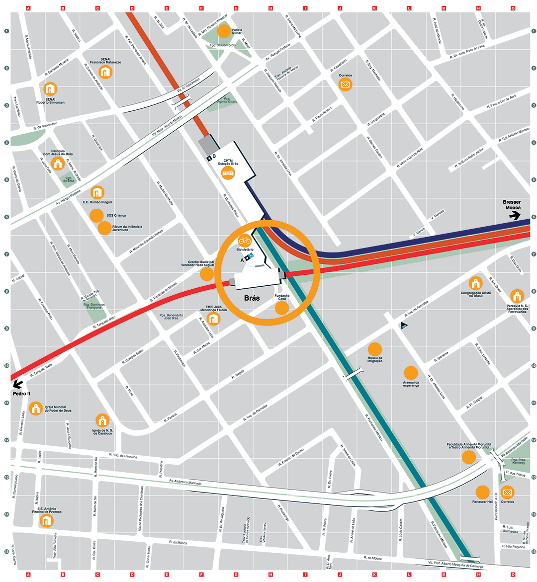 Mapa dos arredores da Estação Brás