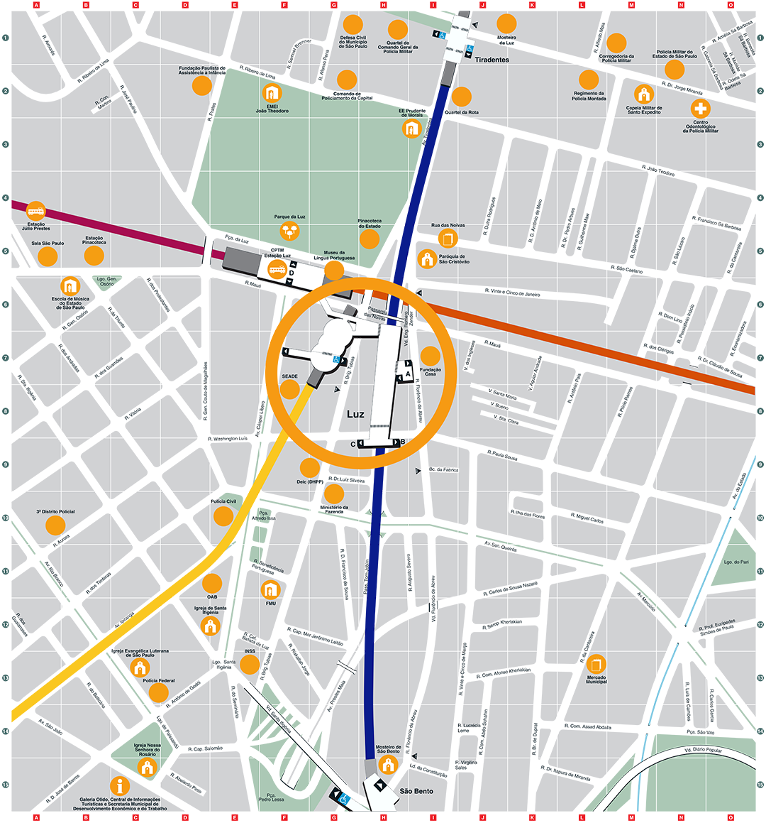 Mapa dos arredores da Estação Luz