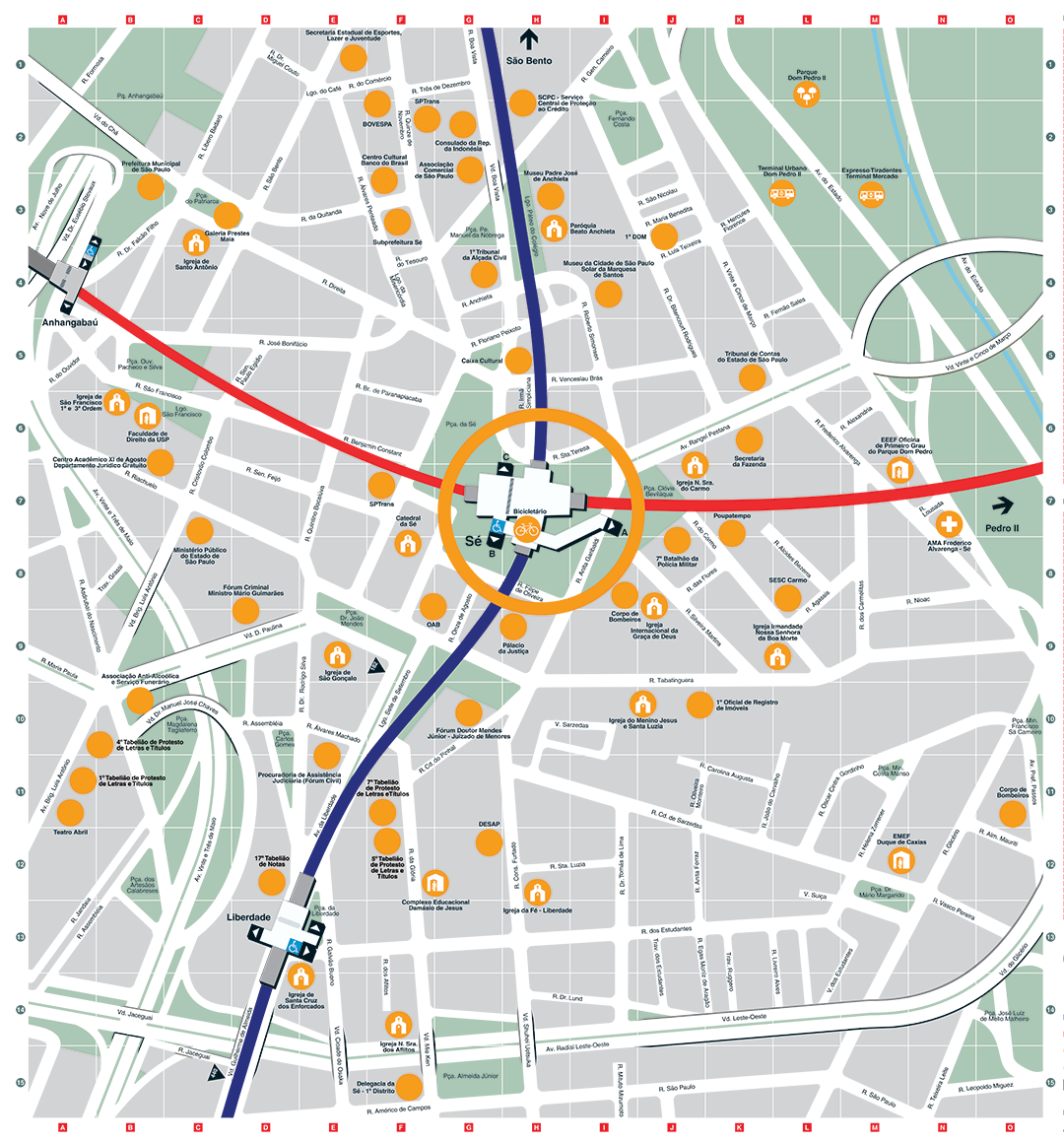 Mapa dos arredores da Estação Sé