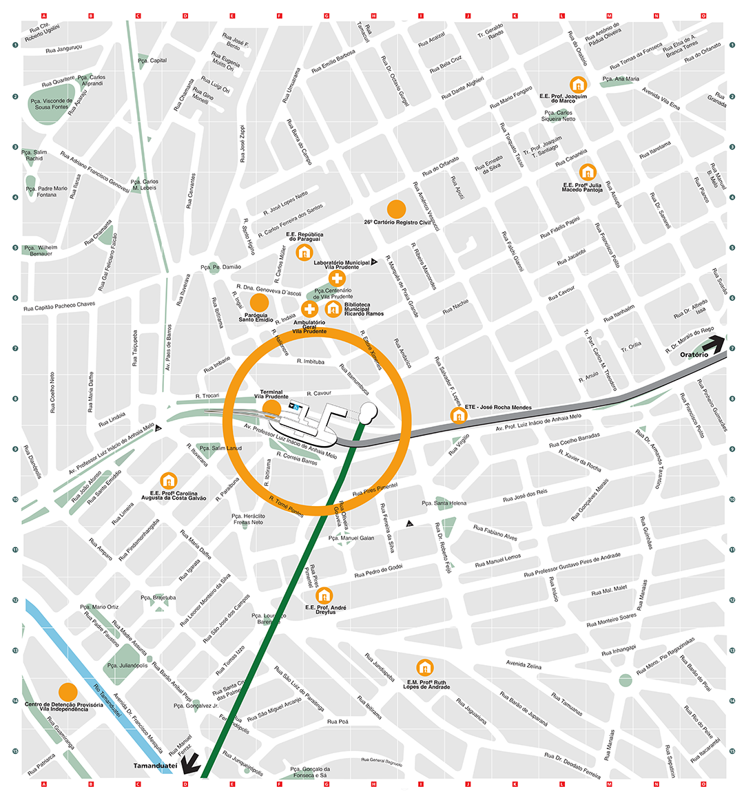 Mapa dos arredores da Estação Vila Prudente