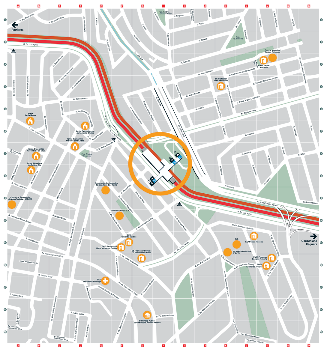Mapa dos arredores da Estação Artur Alvim