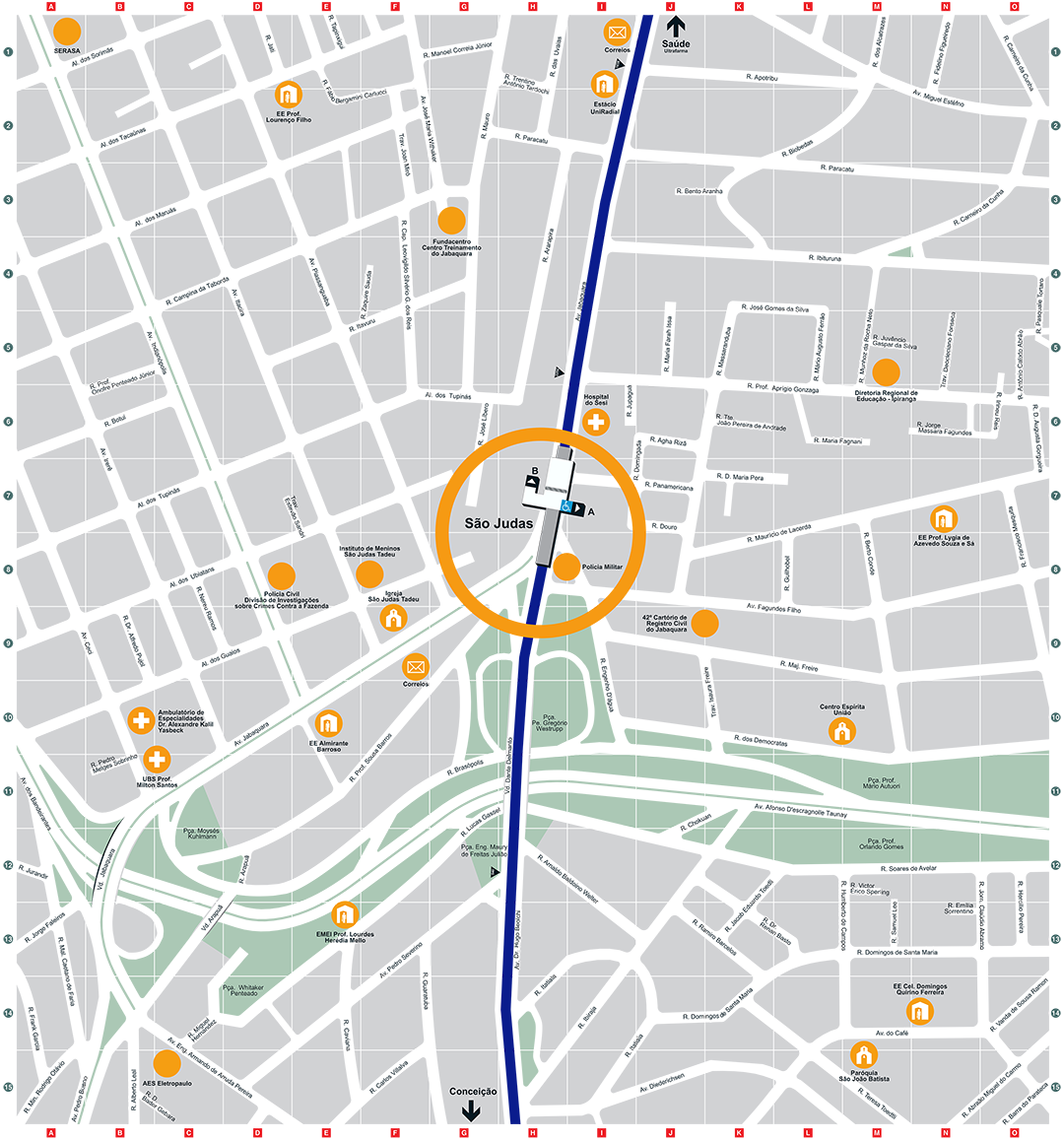 Mapa dos arredores da Estação São Judas