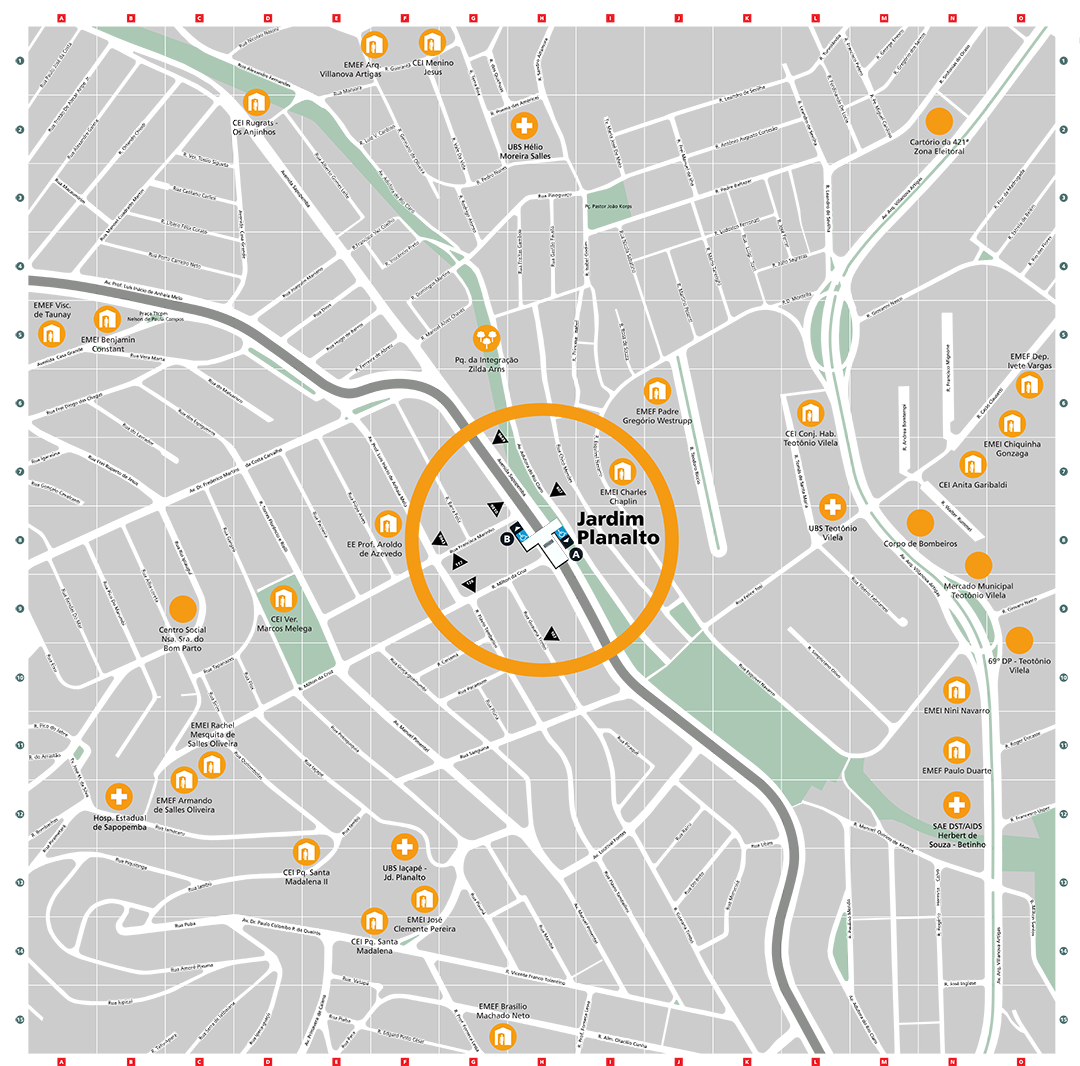 Mapa dos arredores da Estação Jardim Planalto