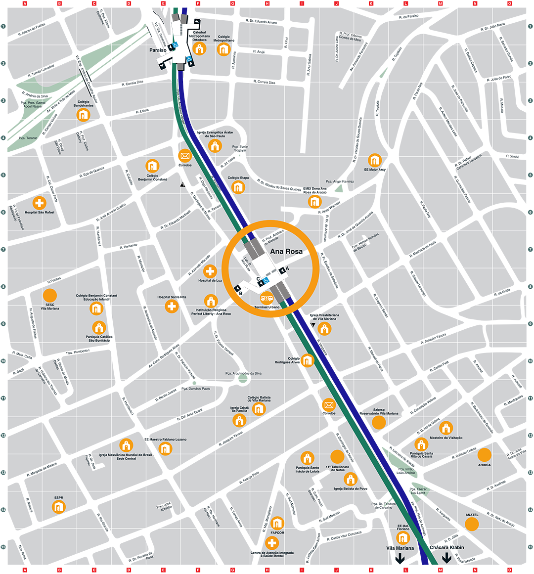 Mapa dos arredores da Estação Ana Rosa