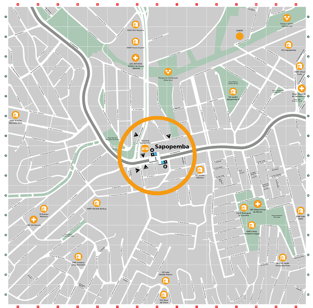 Mapa dos arredores da Estação Sapopemba