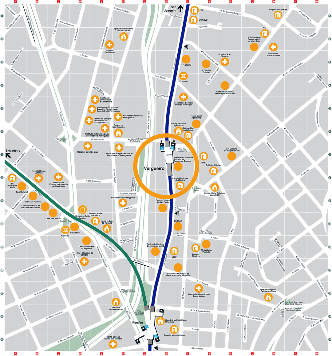 Mapa dos arredores da Estação Vergueiro