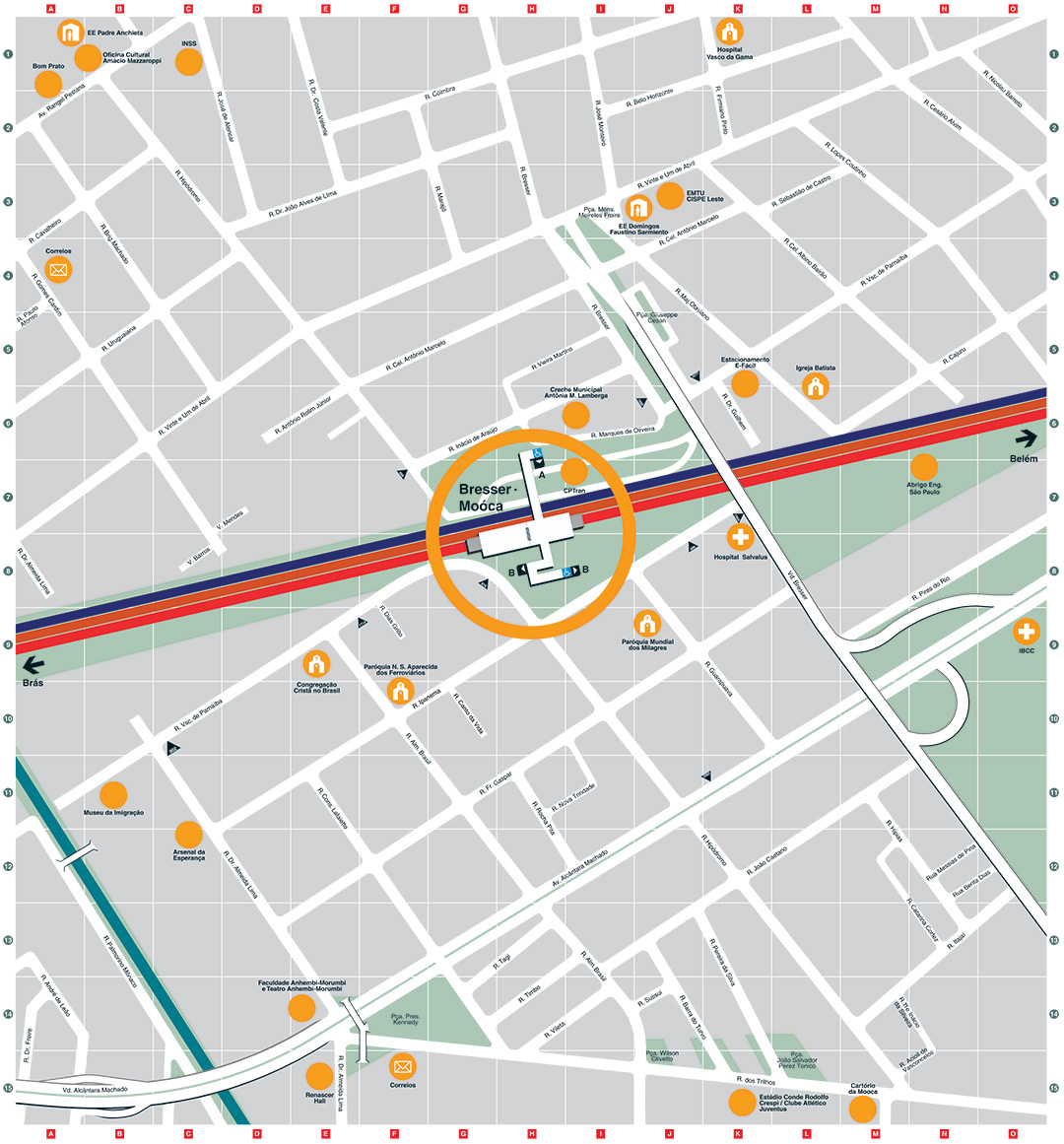 Mapa dos arredores da Estação Bresser-Mooca