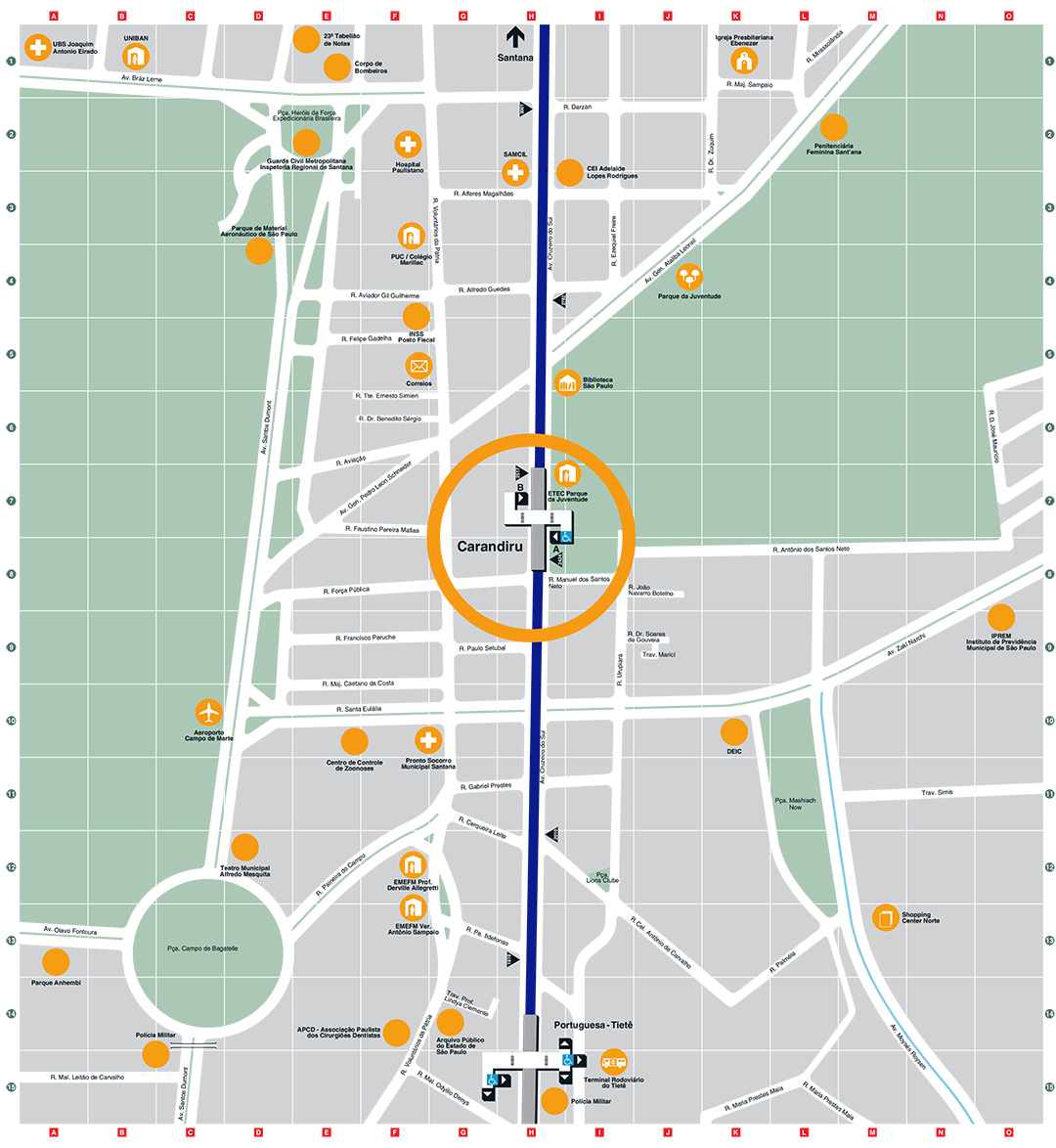 Mapa dos arredores da Estação Carandiru