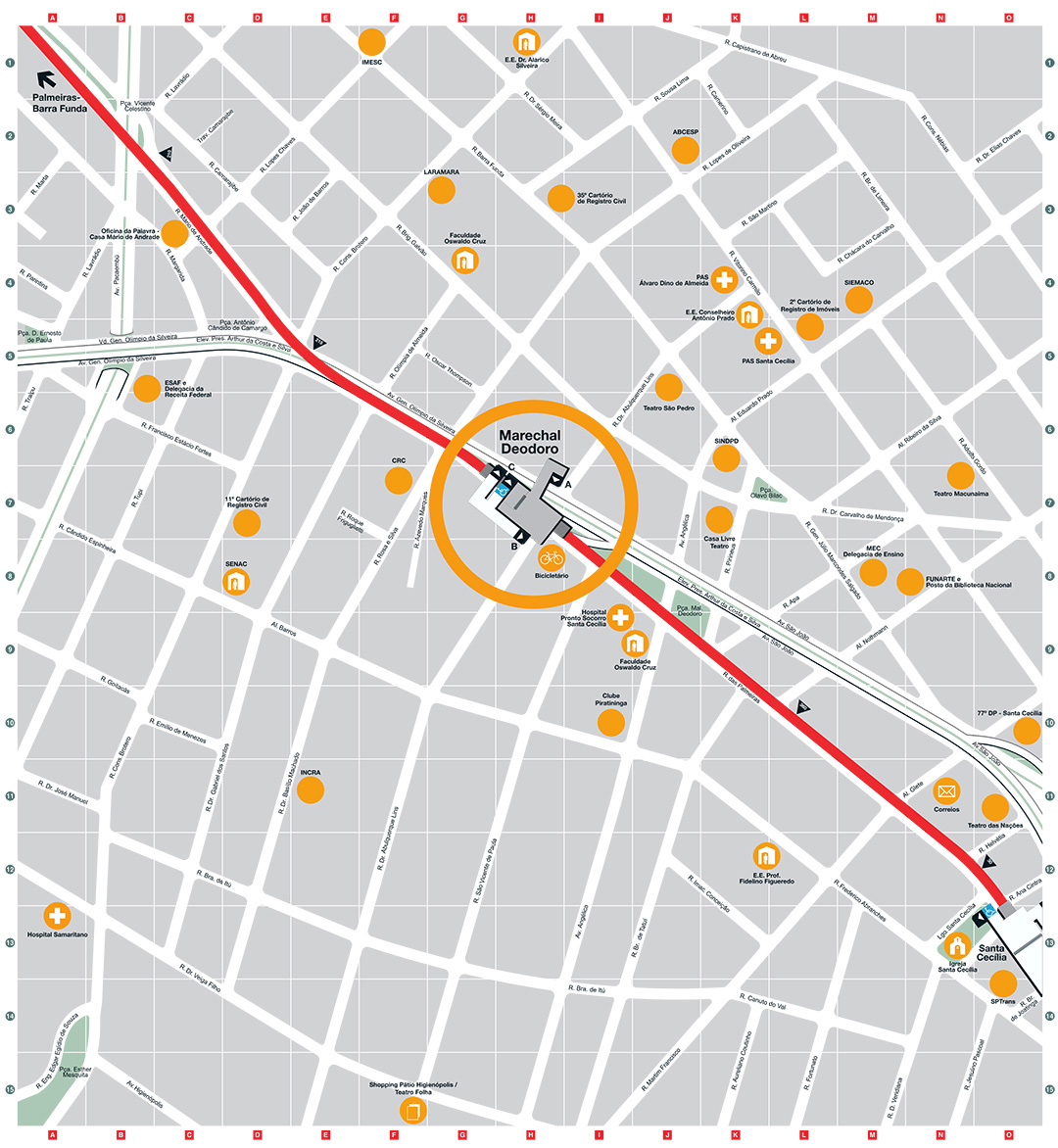 Mapa dos arredores da Estação Marechal Deodoro