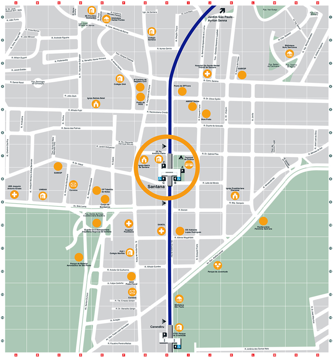 Mapa dos arredores da Estação Santana