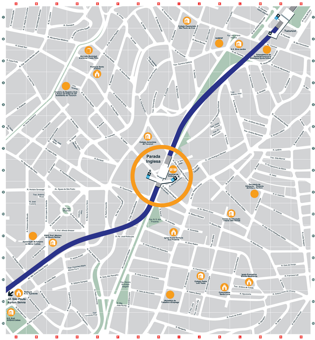 Mapa dos arredores da Estação Parada Inglesa