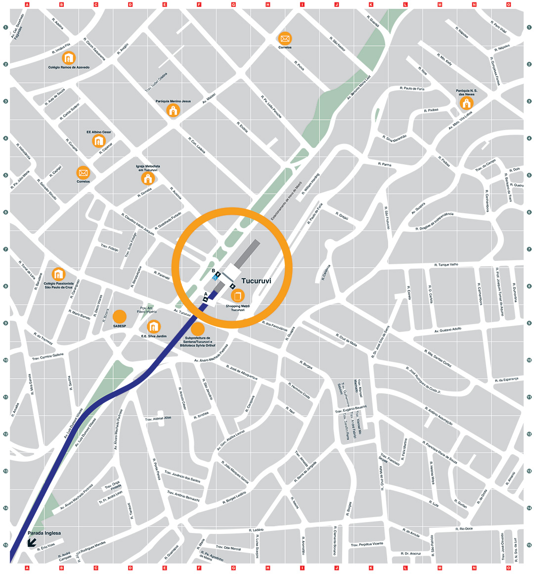 Mapa dos arredores da Estação Tucuruvi