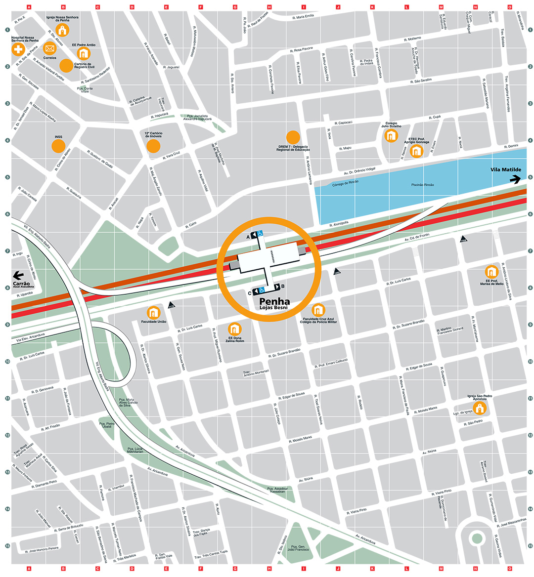 Mapa dos arredores da Estação Penha