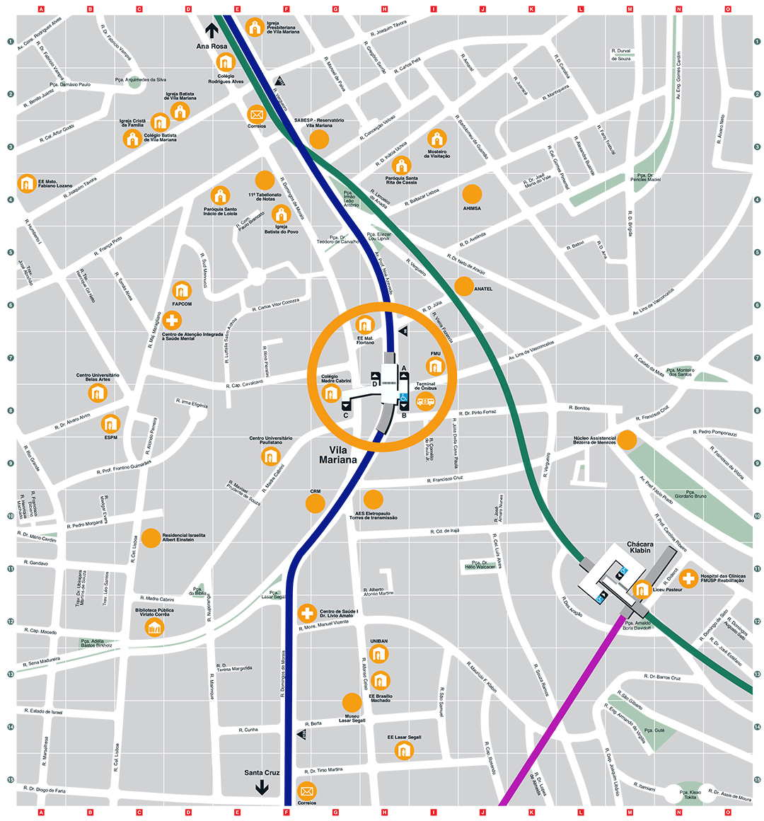 Mapa dos arredores da Estação Vila Mariana