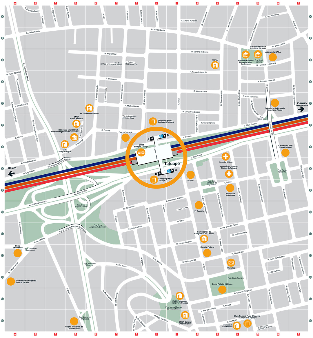 Mapa dos arredores da Estação Tatuapé