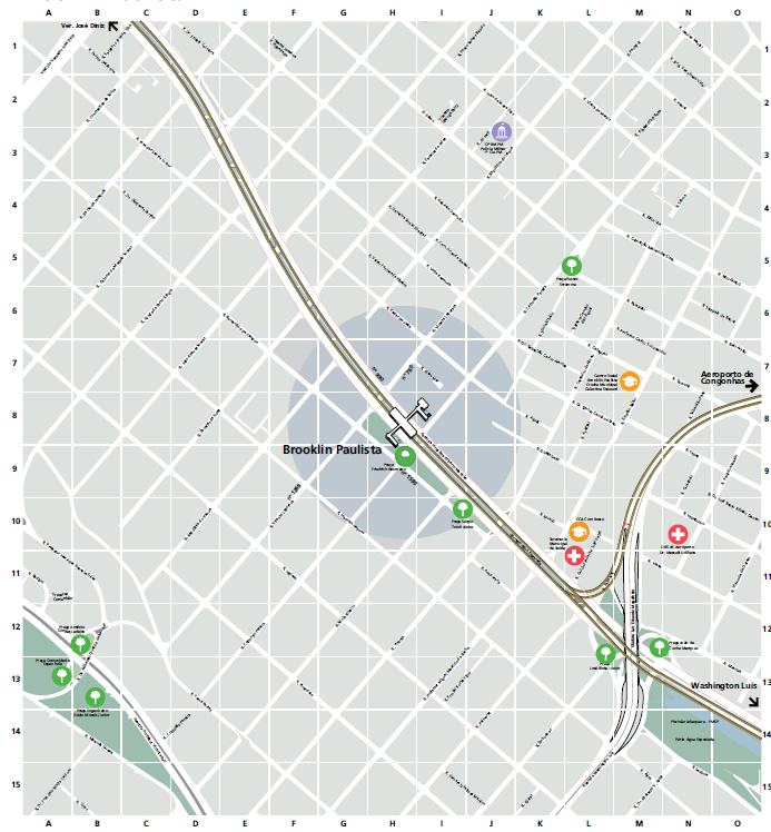 Mapa dos arredores da Estação Brooklin Paulista