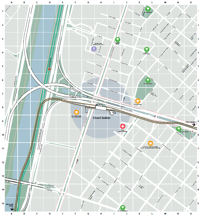 Mapa dos arredores da Estação Chucri Zaidan