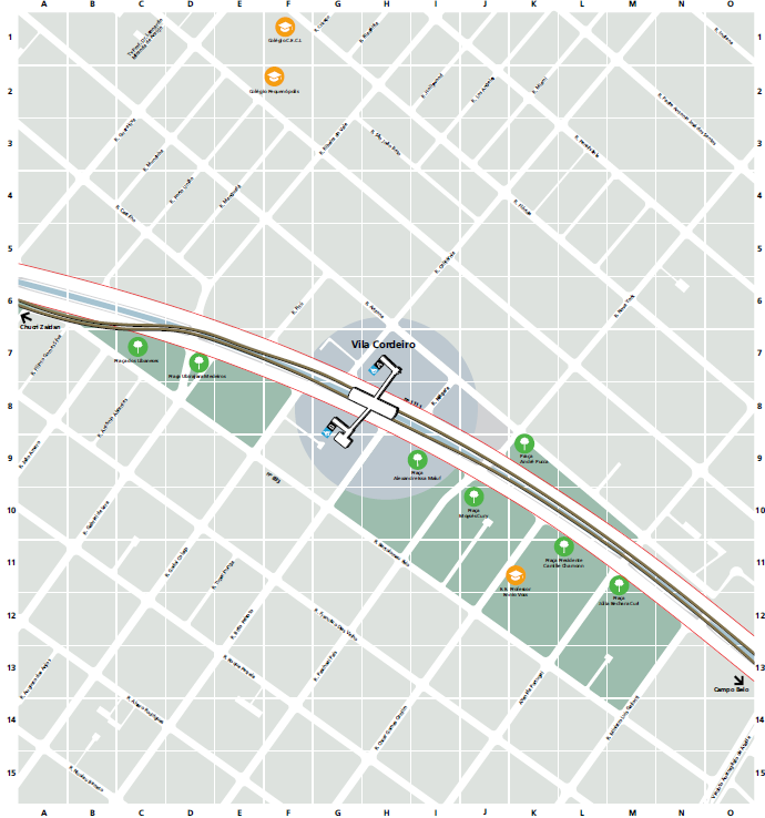 Mapa dos arredores da Estação Vila Cordeiro