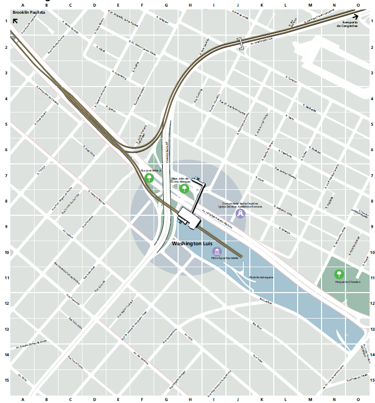 Mapa dos arredores da Estação Washington Luís